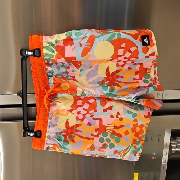 💕ADIDAS x FARM RIO💕 Unitefit Shorts ~ Red Tropical Beach Print Medium M NWT - Picture 9 of 14